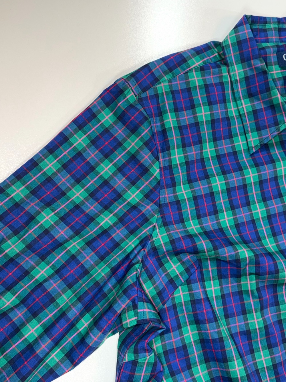 CHAPS No Iron Shirt Blue Green Plaid Long Sleeve Stretch Button Up Womens 3X NWT - Picture 10 of 14